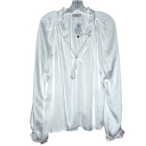 NWT RESET by Jane Kendy White Long Sleeve Top Blouse Size L